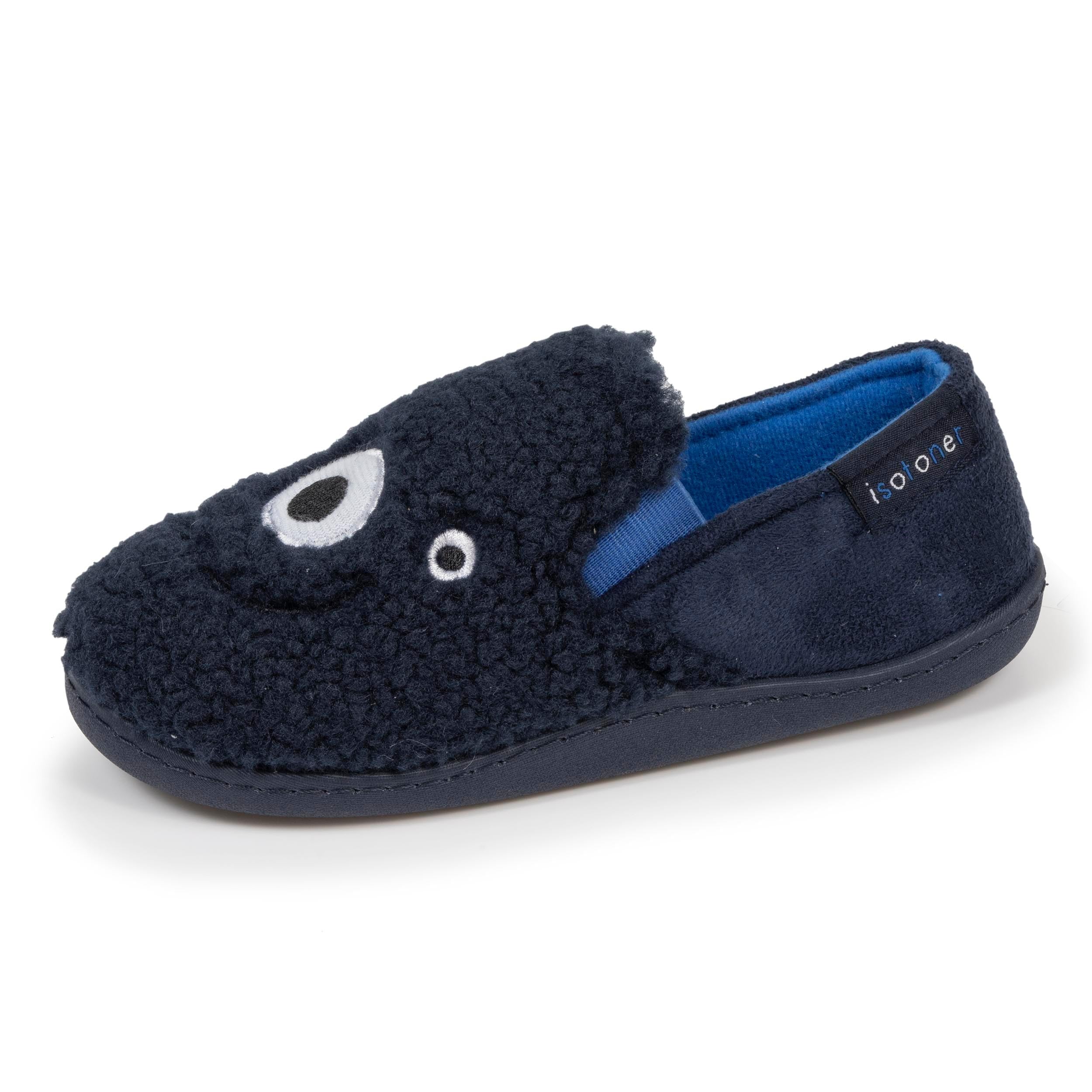 Isotoner Chaussons pantoufles Mocassins garçon en sherpa, semelle antidérapante, 29 EU, marine