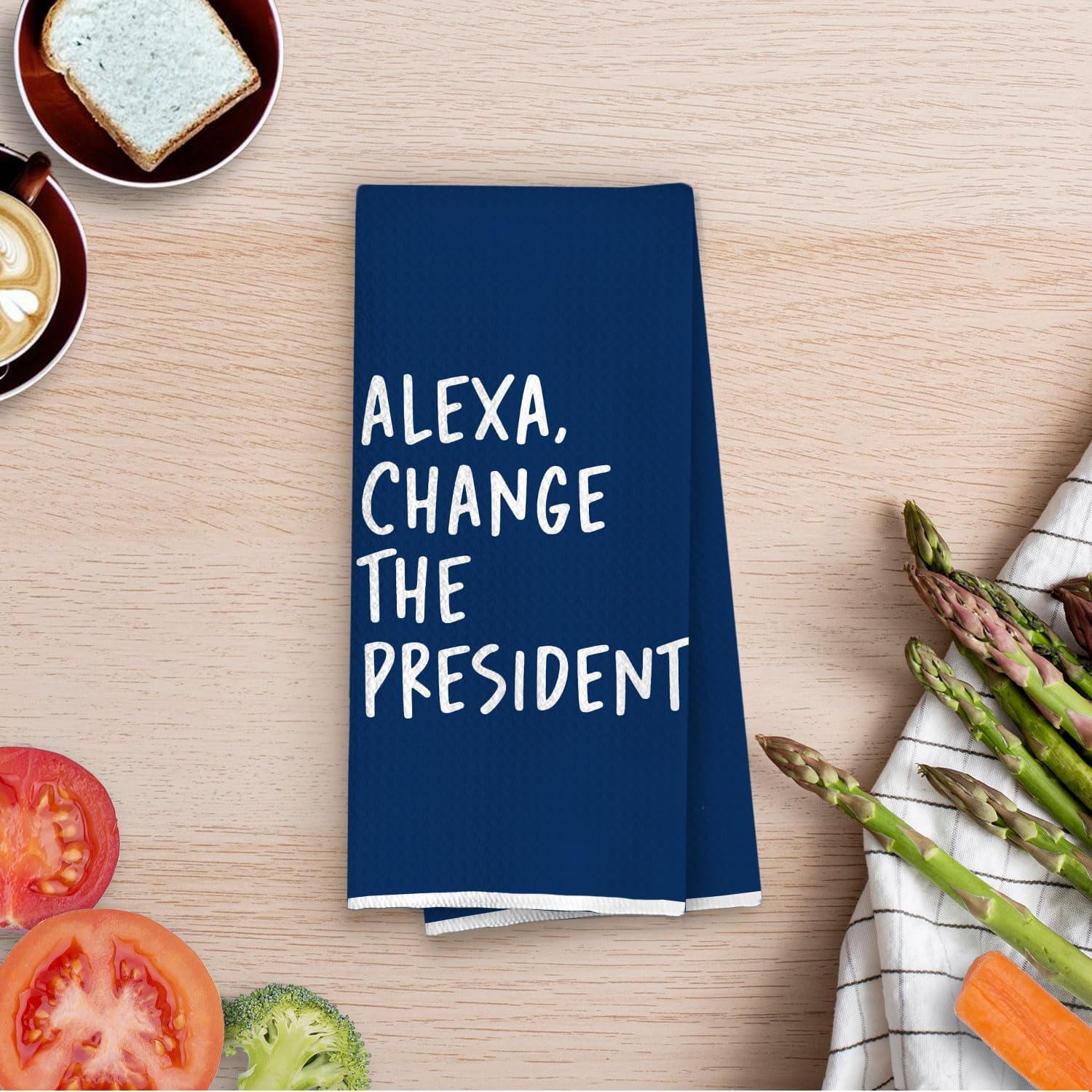 Funny Political Kitchen Towels - Change the President Waffle Weave Dish Towels, Funny Kitchen Bathroom Decor, House Warming Gifts, Changing Towel, 16×24 Inches- Blue