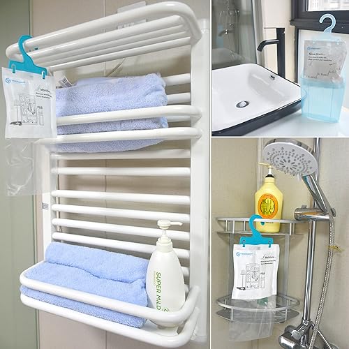 Miniatura 5 de Bolsas colgantes de repuesto para absorber la humedad, paquete de 24 paquetes (7 onzas cada una) de papel absorbente de humedad con 12 ganchos,