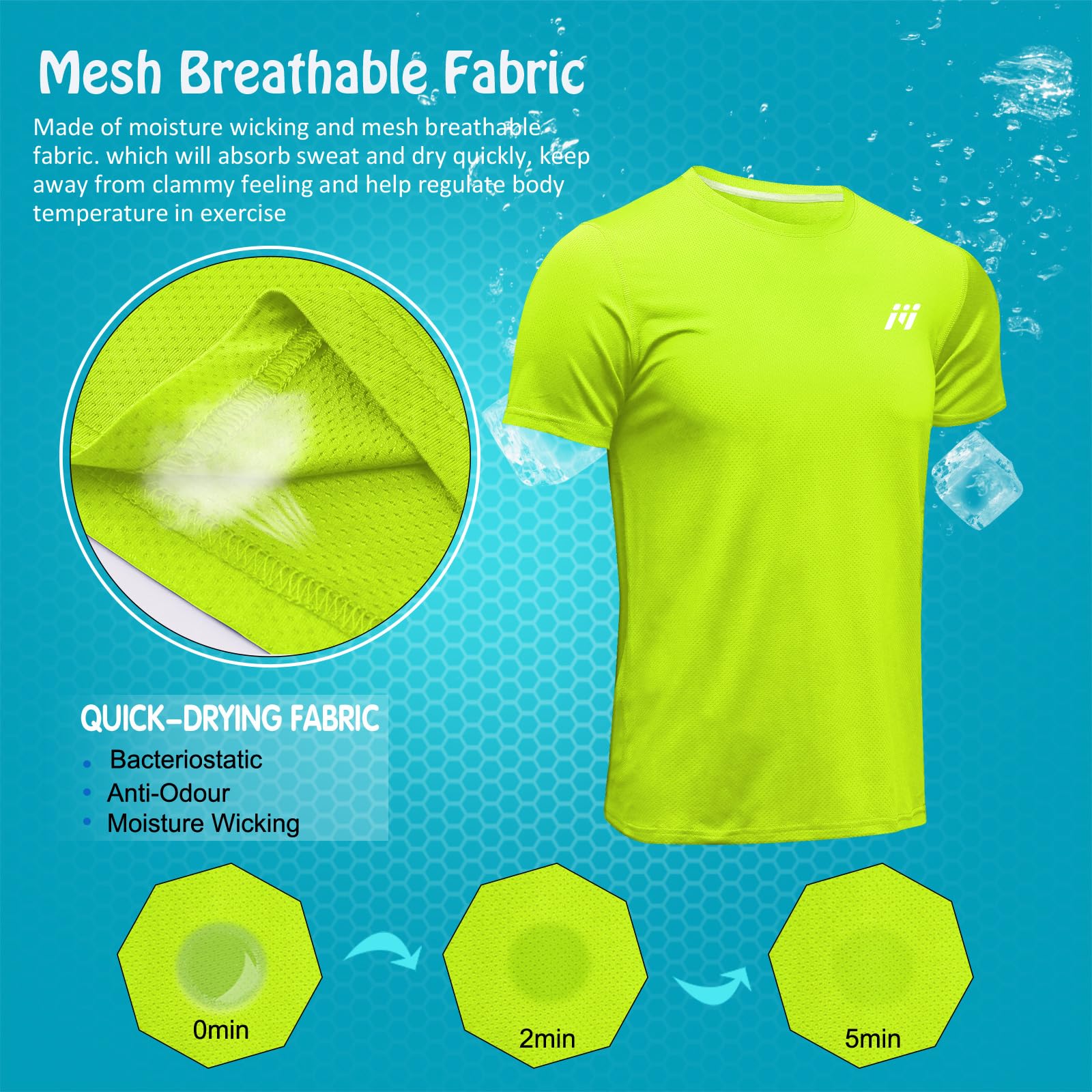 MEETWEE T-Shirt de Sport Homme, Baselayer Manches Courtes Maillot Running Tee Shirt Vetement de Fitness Gym Pack de 1/2/3 pièces - 5