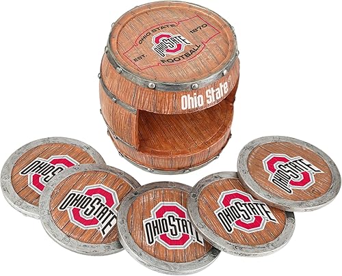Miniatura 3 de FOCO NCAA College Team Logo 5-Pack Barril Bebida Bebida Coaster Set
