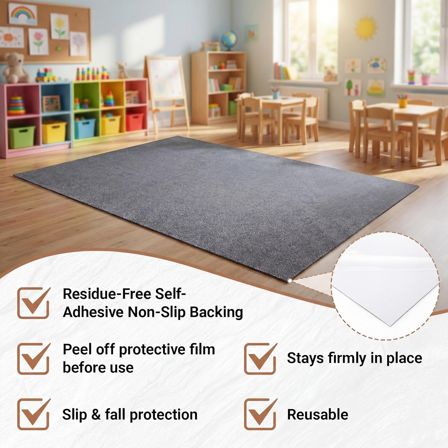 Nuanchu Sensory Mat for Water Table 58 x 45 Inch Sensory Spill Mat TPR Absorbent Waterproof Non-Slip Floor Protector Sand Play Activity Tables, Machine Washable