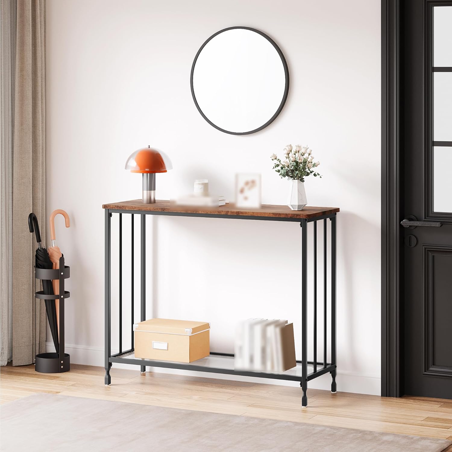 Console Table with 2 Storage Shelves, Entryway Table with