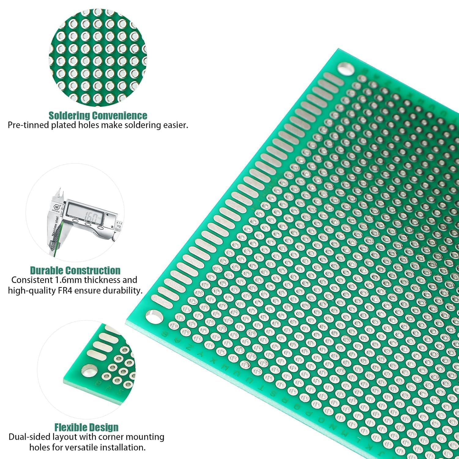 GTIWUNG Kit di Schede PCB, include 15 Pezzi Schede Prototipo a Doppia Faccia Universali Basetta Millefori 5 * 7/7 * 9/8 * 12CM Schede Elettroniche, 14 Pezzi 2/3 Pin Terminale a Vite Morsetti a Vite