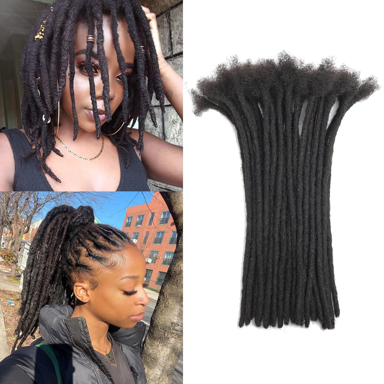 Dreadlock Extension Human Hair 6 Inch 20 Strands 0.6cm