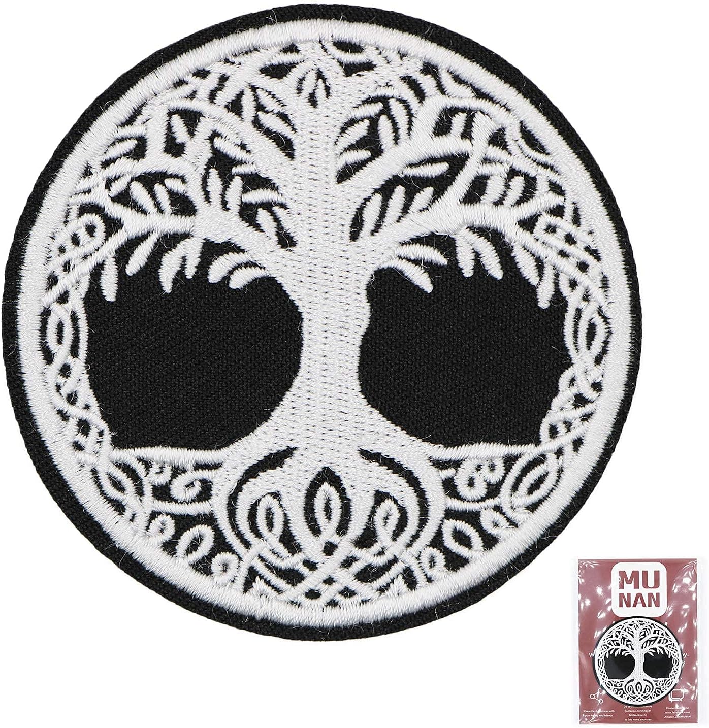 MUNAN Yggdrasil The Tree of Life in Norse Mythology Thick Embroidered Patch Iron on/Sew on Emblem Patches Applique for Jackets, Jeans, Backpacks, Caps