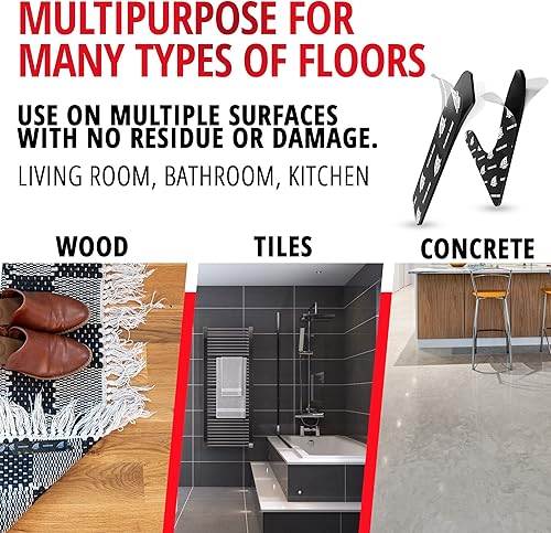 Miniatura 2 de Bullshark Bond Paquete de 12 almohadillas antideslizantes de doble cara para alfombras para suelos de madera dura y azulejos, tapones adhesivos de