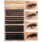 Eefofnn Fluffy Lash Clusters 370pcs Individual Lashes Volume 50D+60D+80D+100D Eyelash Clusters with Bottom Lashes 5 Styles Lash Extension D Curl 12-18mm Thick Cluster Eyelashes Extensions DIY at Home