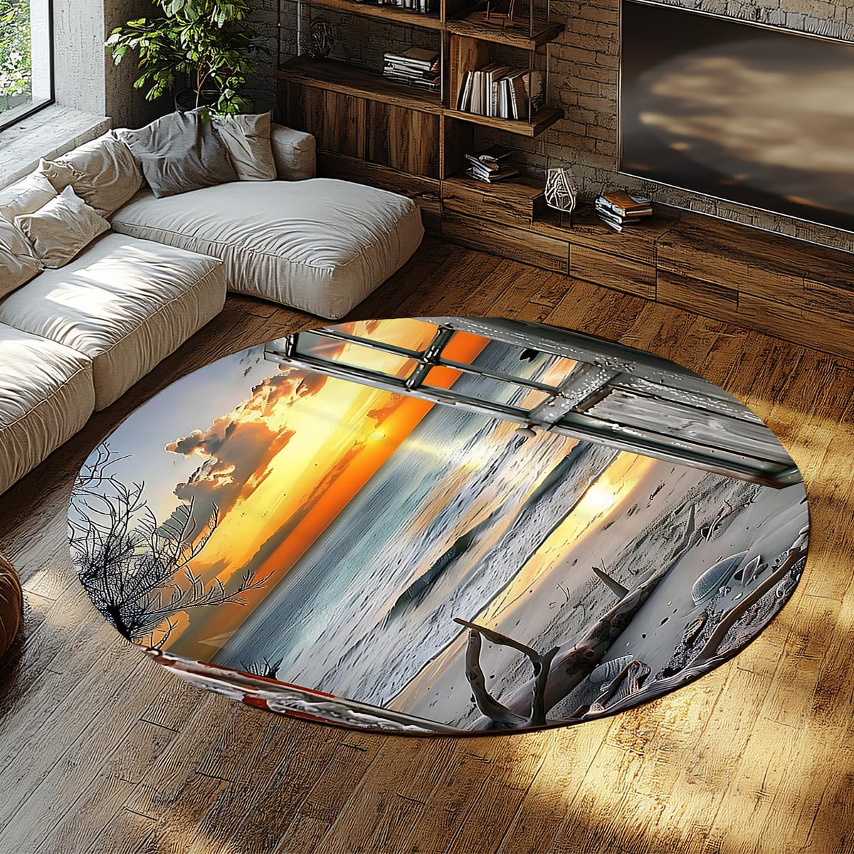 Tapis antidérapant et lavable à poils ras pour salon et décoration de maison