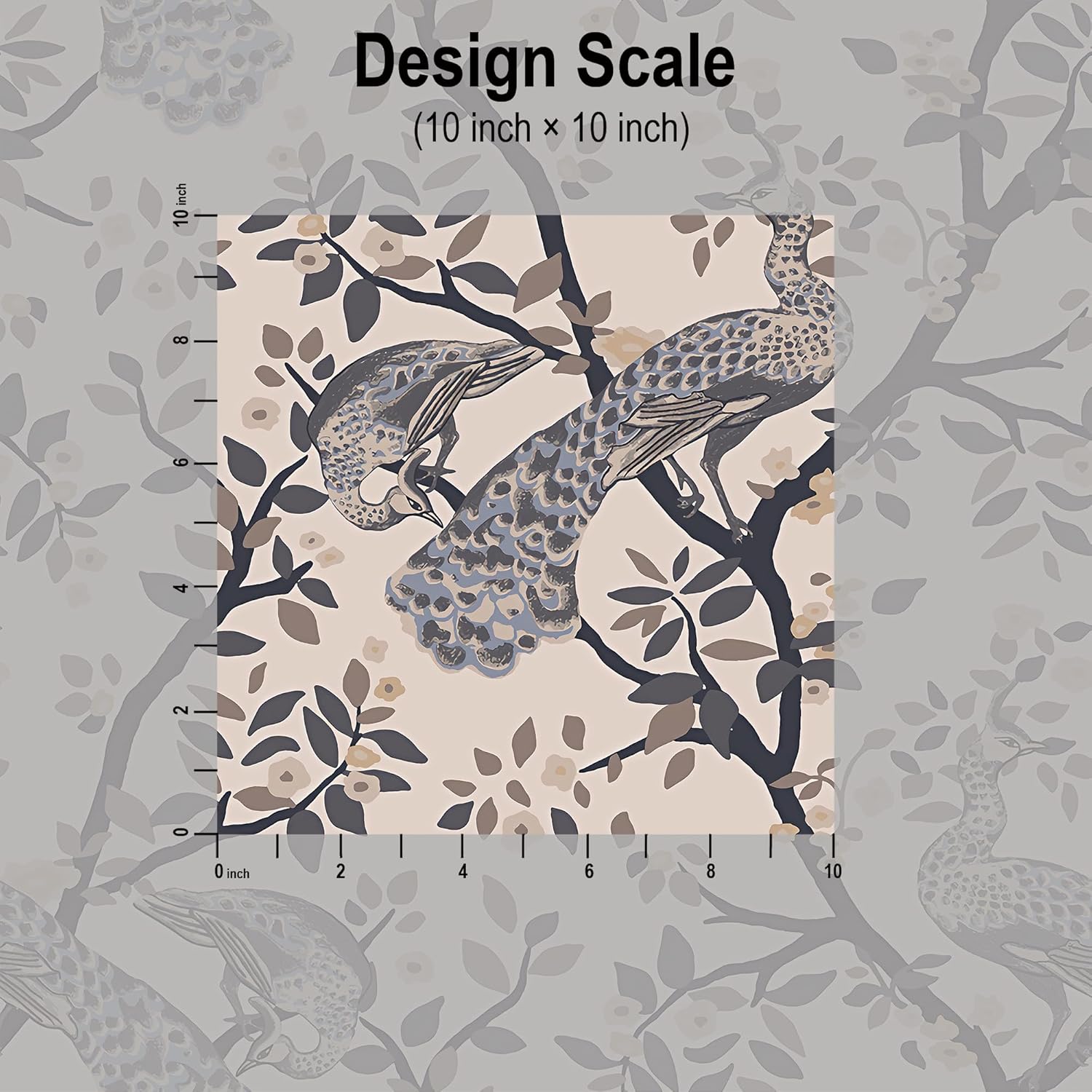 Blooming Wall DPYD19-W Peacock Standing on Branches Textured Peel and Stick Wallpaper Self-Adhesive Prepasted Wallpaper Wall Décor