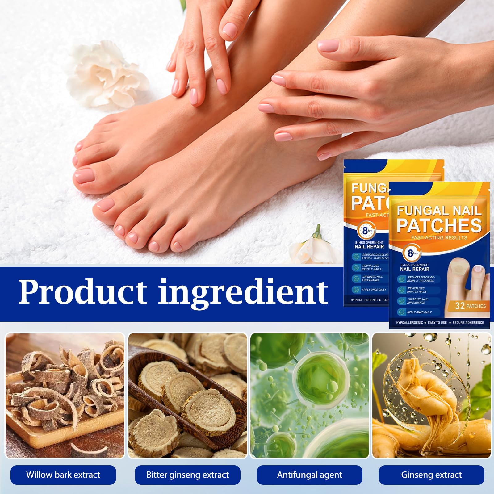 Fungal Nail Patches, Cuscinetti Multiuso per la Riparazione delle Unghie dei Piedi – Trattamento per Micosi delle Unghie dei Piedi Extra Forte, per Riparare Unghie Danneggiate (A)