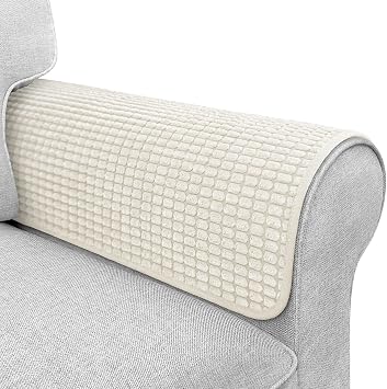 Couch Arm Covers, Sofa Arm Covers, Waterproof Armrest Cover for Sofa, Armchair, Loveseat, Headrest Cover, Non-Slip Recliner Arm Cover, Arm Chair Covers Set of 2 Beige, 19"19"