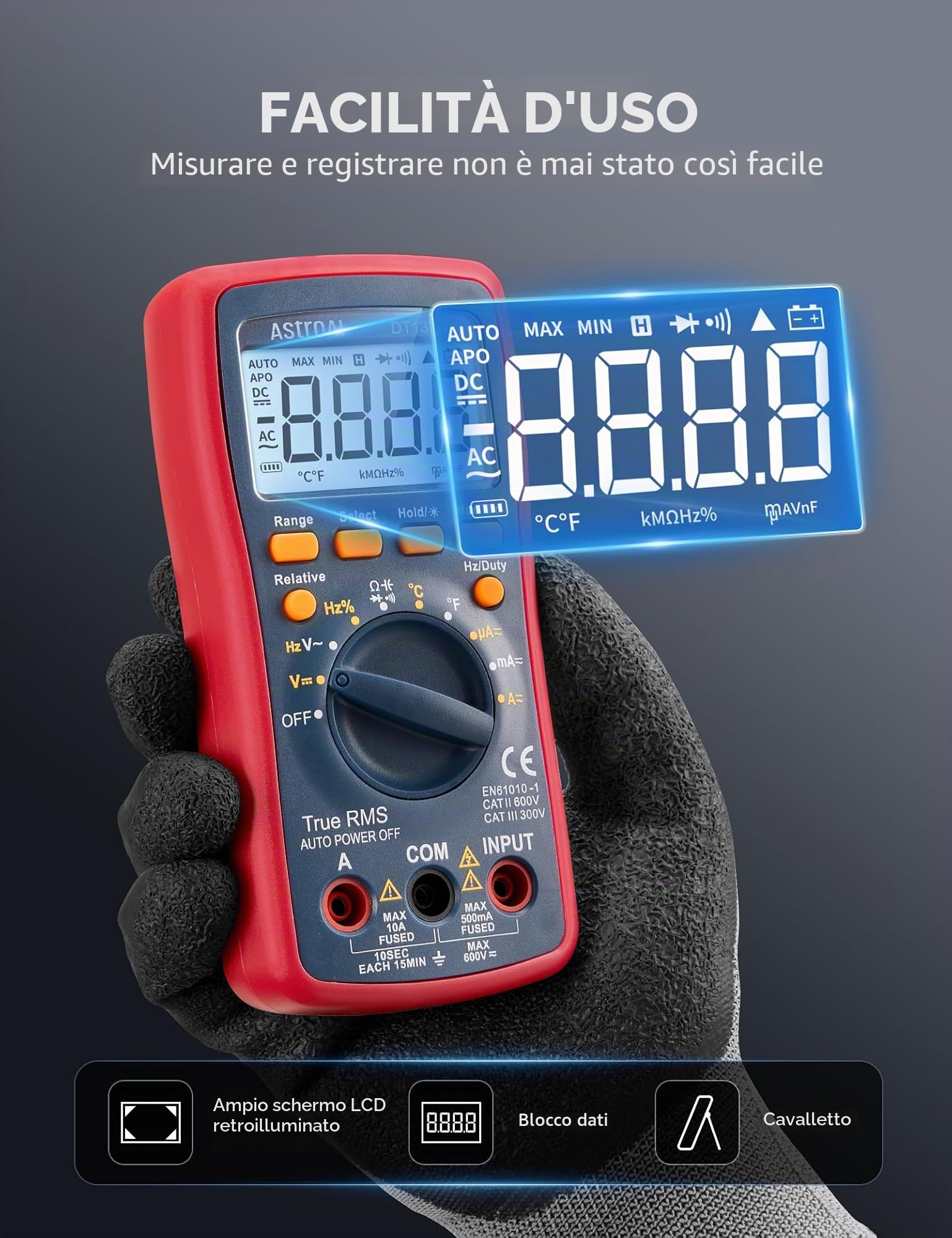 Title: Multimetro Digitale Professionale Automatico AstroAI Tester Digitale Portatile TRMS 4000 Conta NCV Tensione Corrente CC CA Continuità Resistenza Diodo Capacità,Test Live Voltmetro Ohm Amp