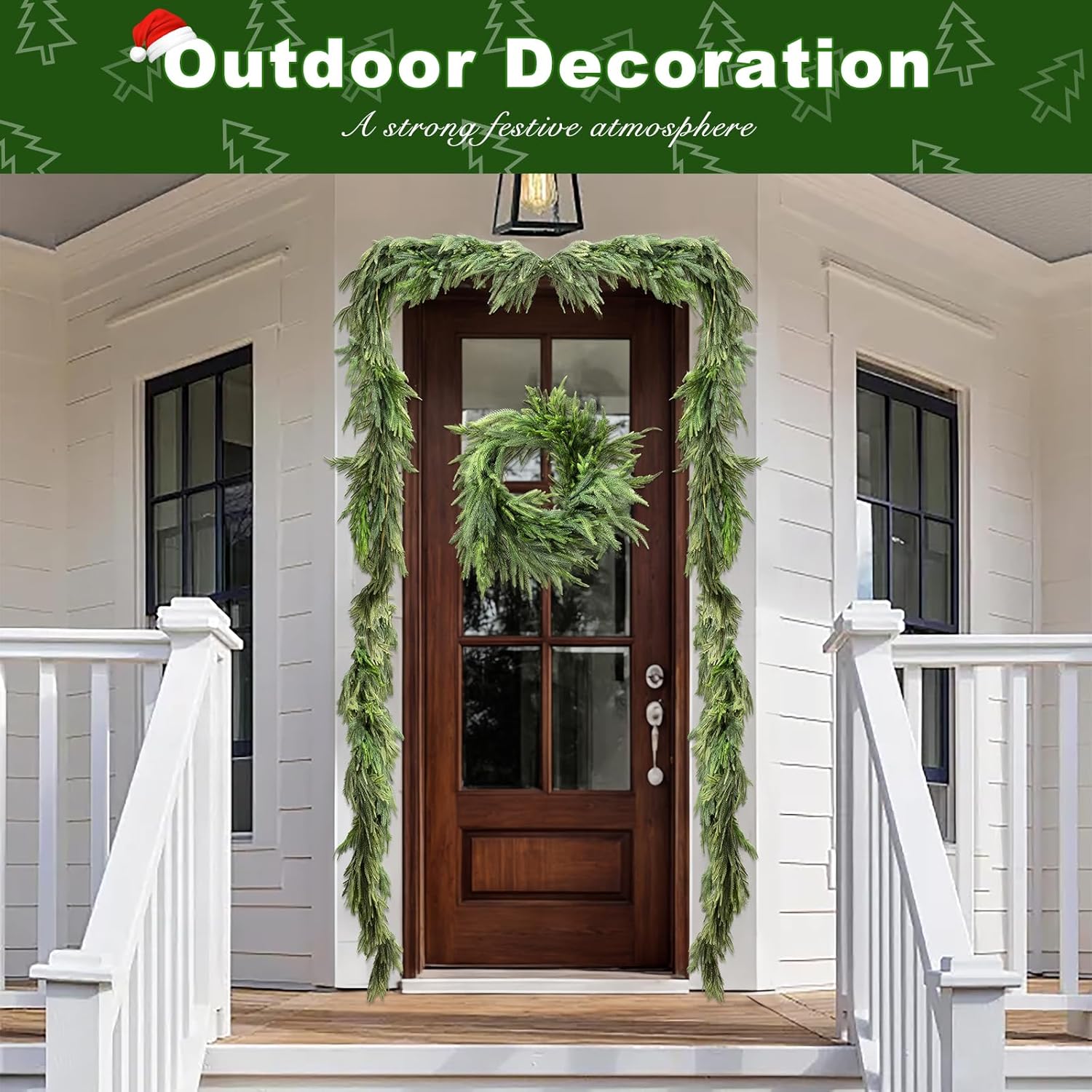 Norfolk Pine Garland - Soft-Touch Artificial Greenery for Mantle, Table, Fireplace, Wall - Winter Xmas Decor (15FT, Needle-Pine) - Image 6