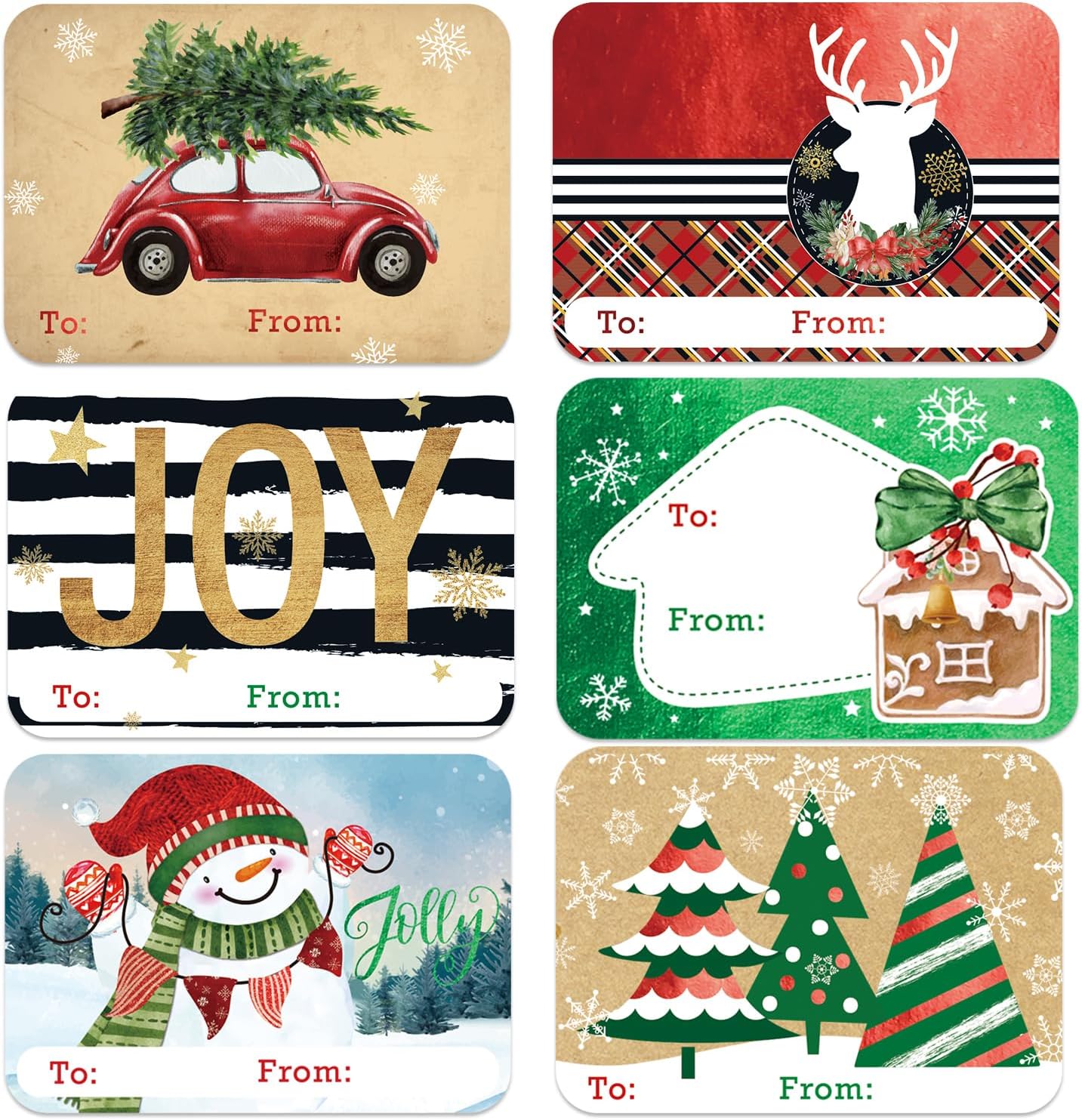80-Count Large Foil Christmas Gift Tag Stickers, 8 Large Designs - Xmas to and from Christmas Name Tags for Wrapping-Holiday Present self-Adhesive Gift Labels