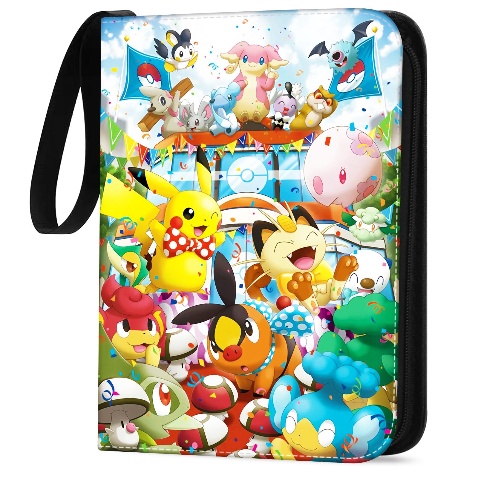 Sammelkarten Album, 400 Karten Kapazität, mit 50 Abnehmbaren Hüllen, 4-Taschen Karten Sammelalbum, PU-Leder, wasserdicht, mit Reißverschluss und Armband, Geschenke von Sammlern und Kindern.