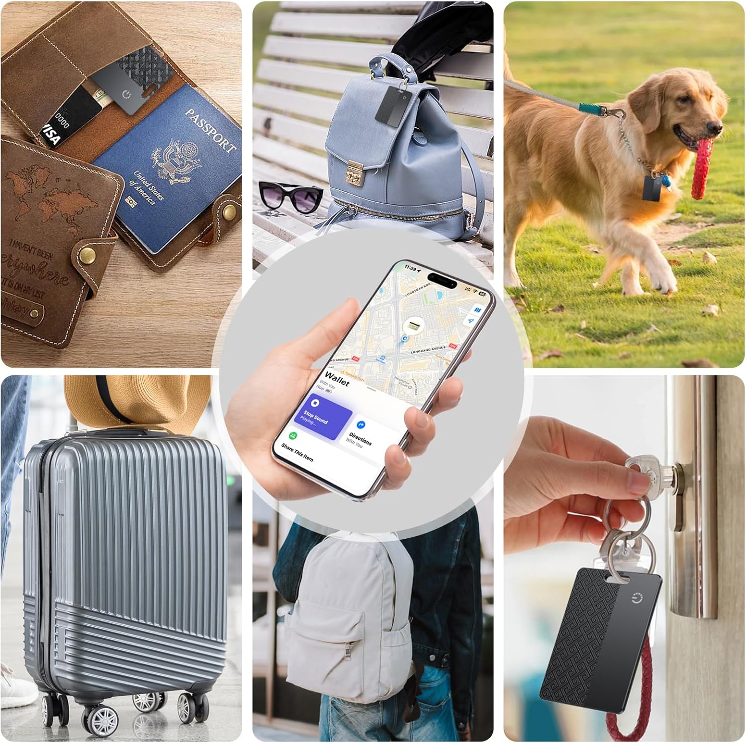 Ultra-Thin Wallet Tracker Card(iOS Only), Bluetooth Tracker Smart Card for Apple Find My iPhone Wallet GPS Tracker, Supports Wireless Charging, 10 Years Battery for Luggage, Wallets, Backpacks, Keys