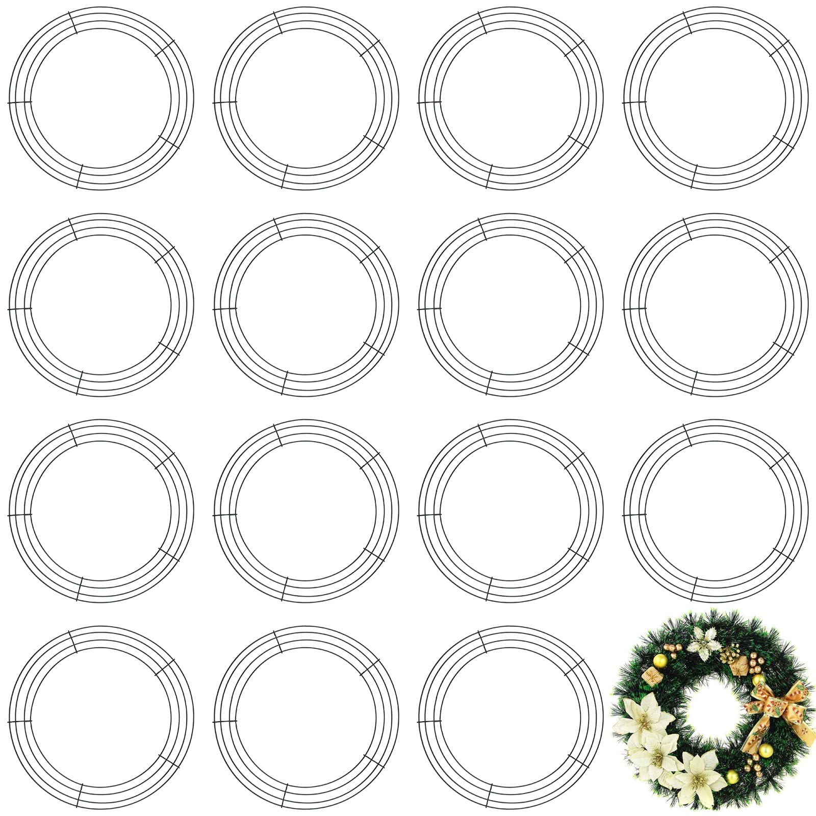 Couronne de Noël en métal MUKLEI pour décoration de porte et table, 16 pièces