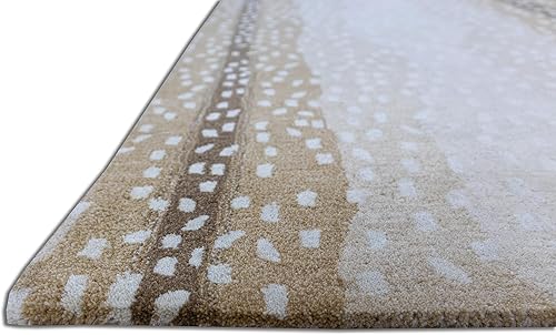 Miniatura 3 de Antelope - Alfombra hecha a mano de lana copetuda con estampado de animales, beige, 3 x 5, 5 x 8, 8 x 10, 9 x 12, 2.5 x 8 (3 pies x 5 pies)