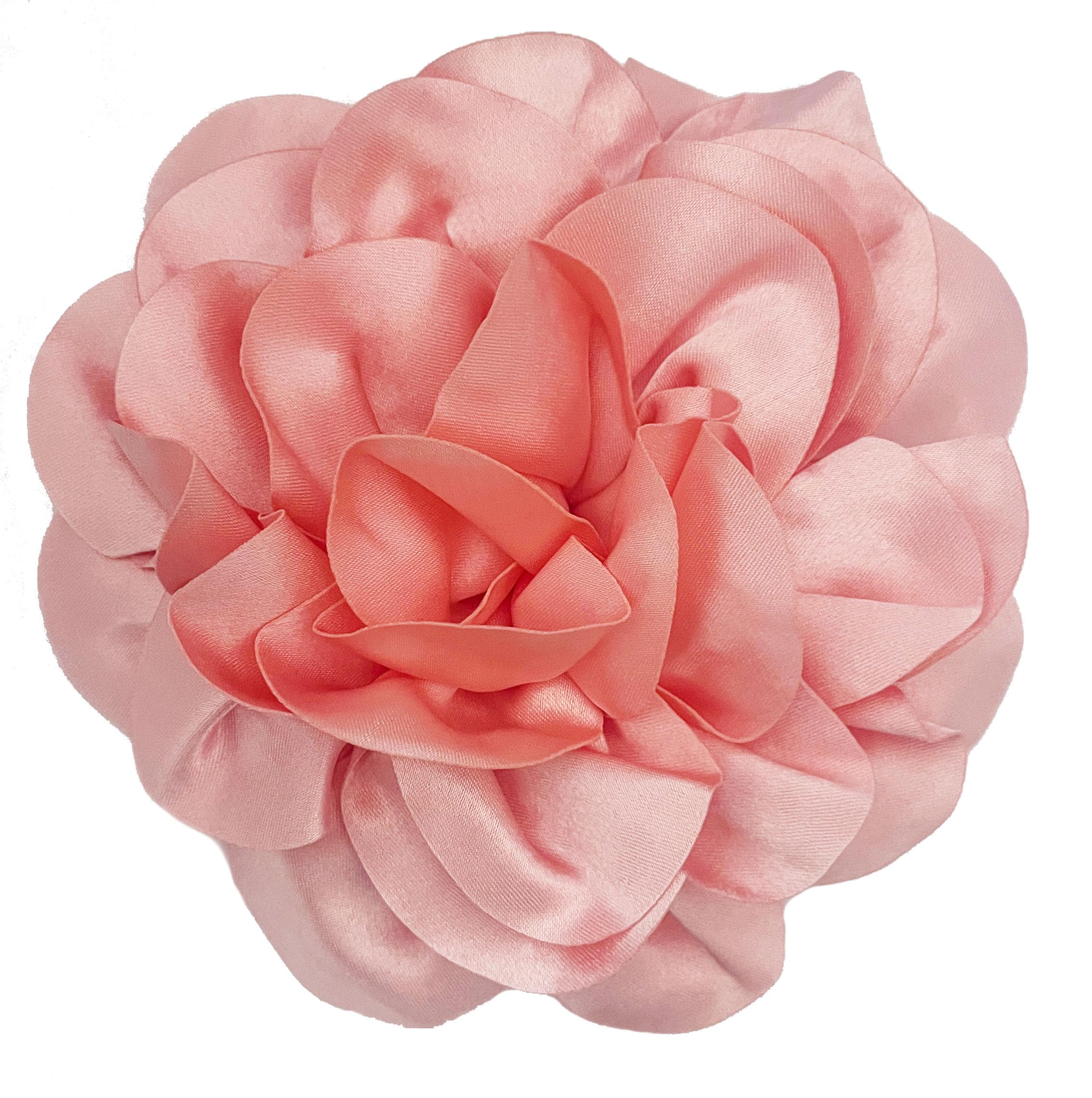 Dainty Fabric Rose &amp; Camellia Flower Oversized Brooch Pins &amp; Hair Clip - Large Lapel Pin, 4.3in/7.5in