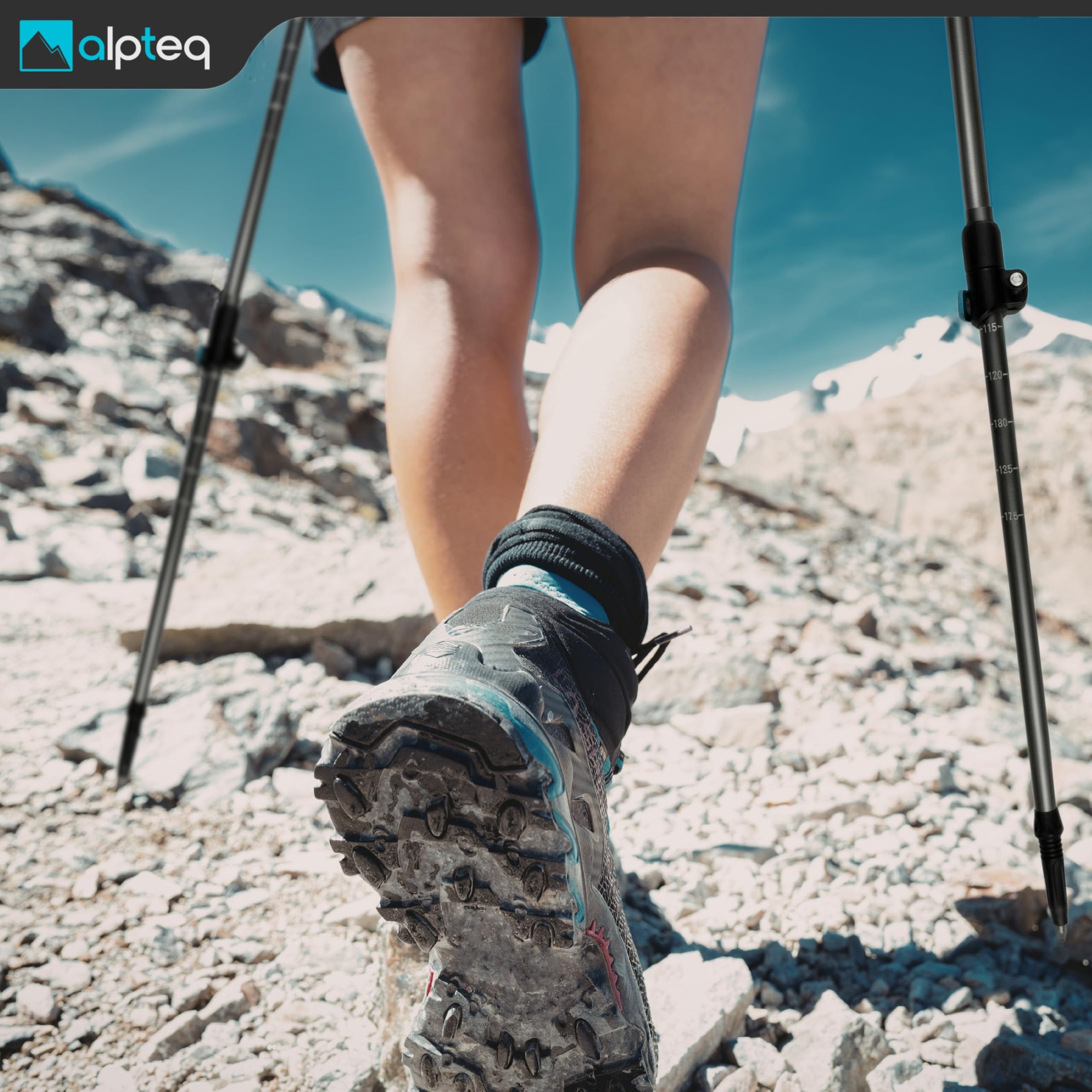 Bâtons de randonnée télescopiques en Carbone - Bâtons de Trekking Ultra légers en Fibre de Carbone et Aluminium pour Femmes, Hommes et Enfants - Réglable de 65 à 135 cm - Bâtons de Marche