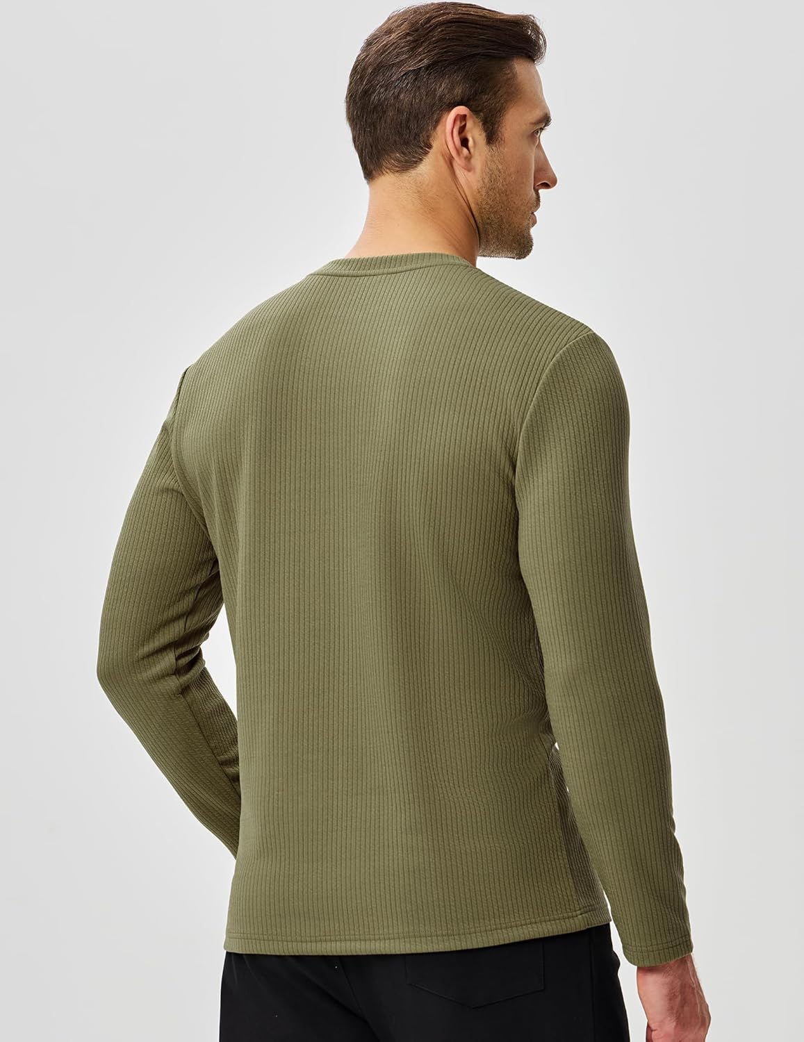 JMIERR Mens Long Sleeve Muscle T Shirts Casual Crewneck Knitted Longline Textured Tee Shirts for Gym Workout - Image 8