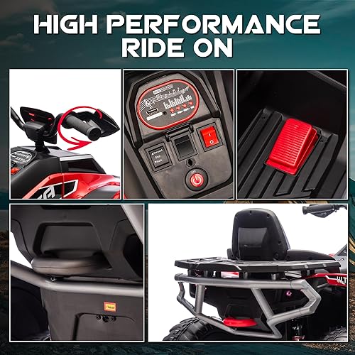 Miniatura 8 de Juguete eléctrico de 24 V para niños, asiento espacioso para niños con motor de doble accionamiento, velocidad máxima de 6 Mph, marcha adelante y