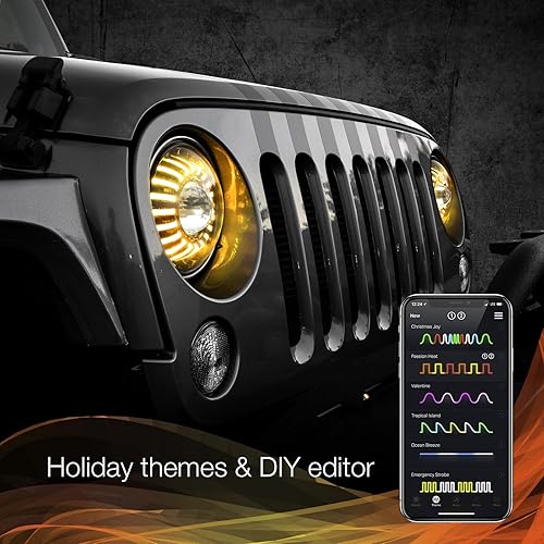 Miniatura 6 de XKGLOW Kit de 2 faros delanteros LED RGB de 7 pulgadas con XKchrome Smartphone habilitado por aplicación Bluetooth y Switchback habilitado con señal