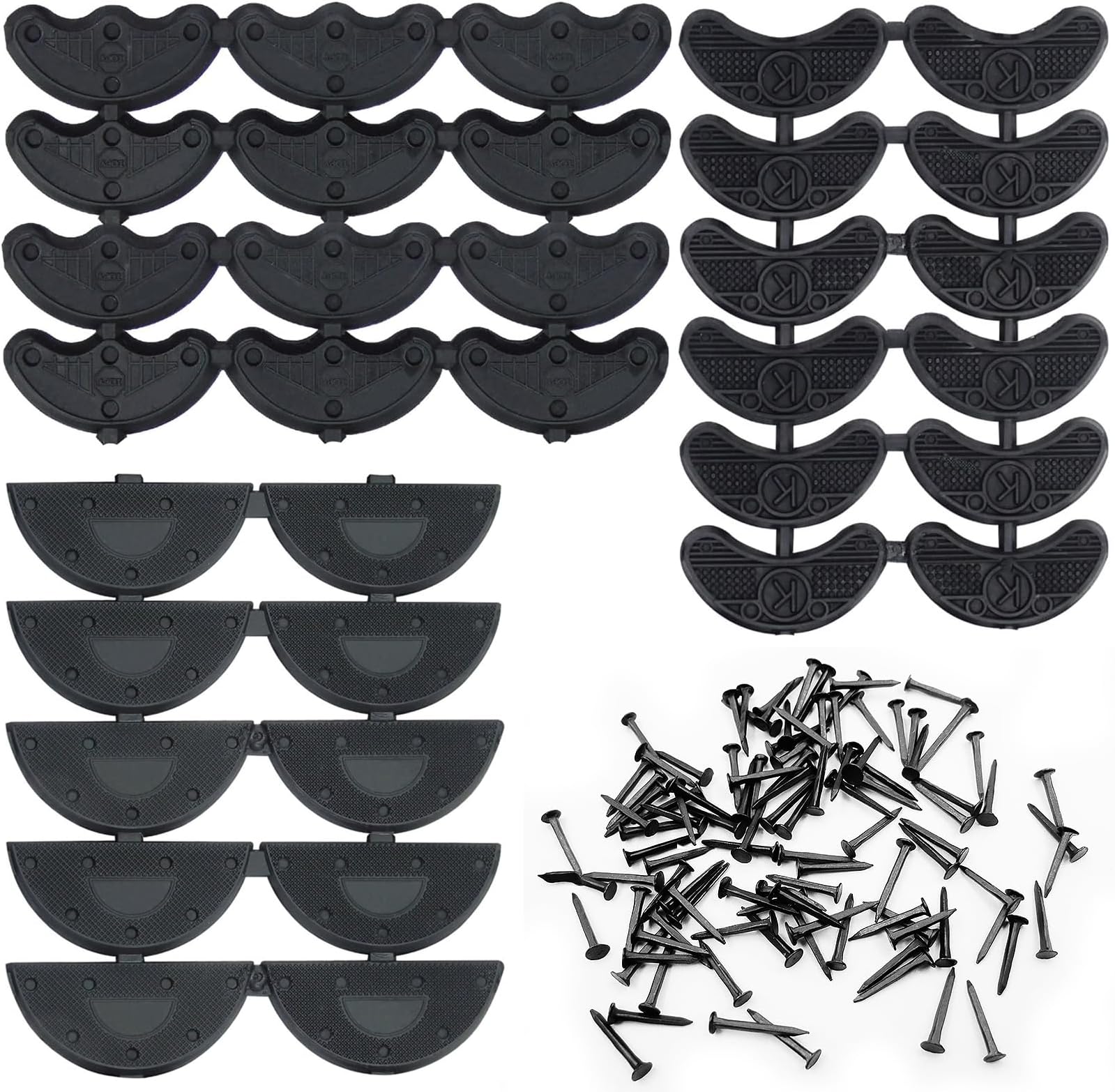 24 Pairs Shoe Repair Heel Plates Shoe Heel Tips Taps Sole with 3 Sizes Heel Repair Pad Heels Replacement with Nails Heel Plates for Shoes Shoe Repair Kit