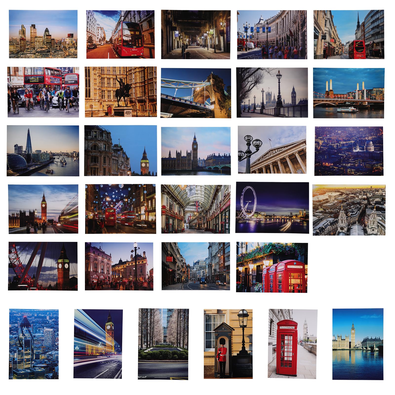 30Pcs London Postcards, Travel Sights Landscape Postcard, Different Designs Printed Greeting Cards, London Postcards Mixed Multipack from Iconic London Landmarks