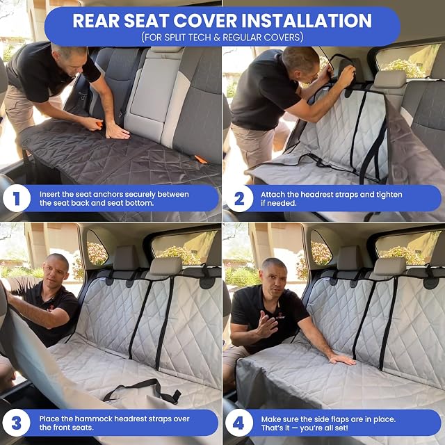 Foto 8 de 8 de 4Knines Funda de Asiento para Perro con Hamaca, Impermeable, Parte Trasera Antideslizante, Color Negro Regular