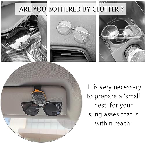 Miniatura 5 de Soporte magnético para lentes de sol para visera de automóvil, clip magnético de cuero para lentes de sol con color frío de colisión, accesorios
