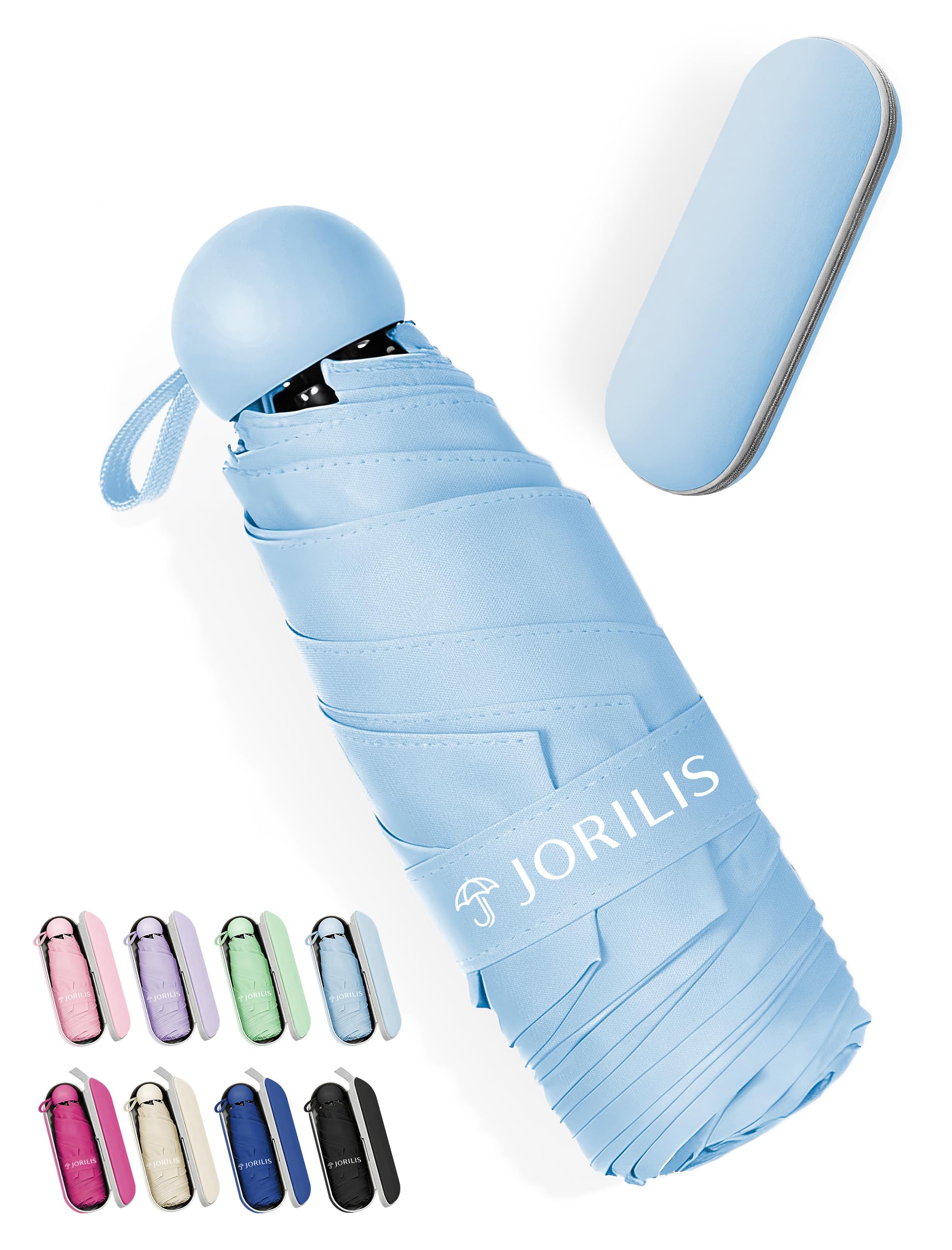 Travel Umbrella Compact with Case - Small Umbrellas for Rain, Lightweight Mini Sun Umbrella UV Protection, Folding Portable Umbrellas for Backpack, Pocket, Purse, Kids, Women, Girls, Tiny Size-image-49