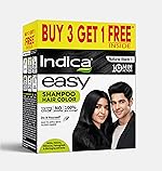 Indica Easy Natural Black Shampoo Hair Color | Buy 3 Get 1 Free | Ammonia-Free | Natural Herbal Extracts | 10 Min Application | 100ml | Long-Lasting Color for Men & Women