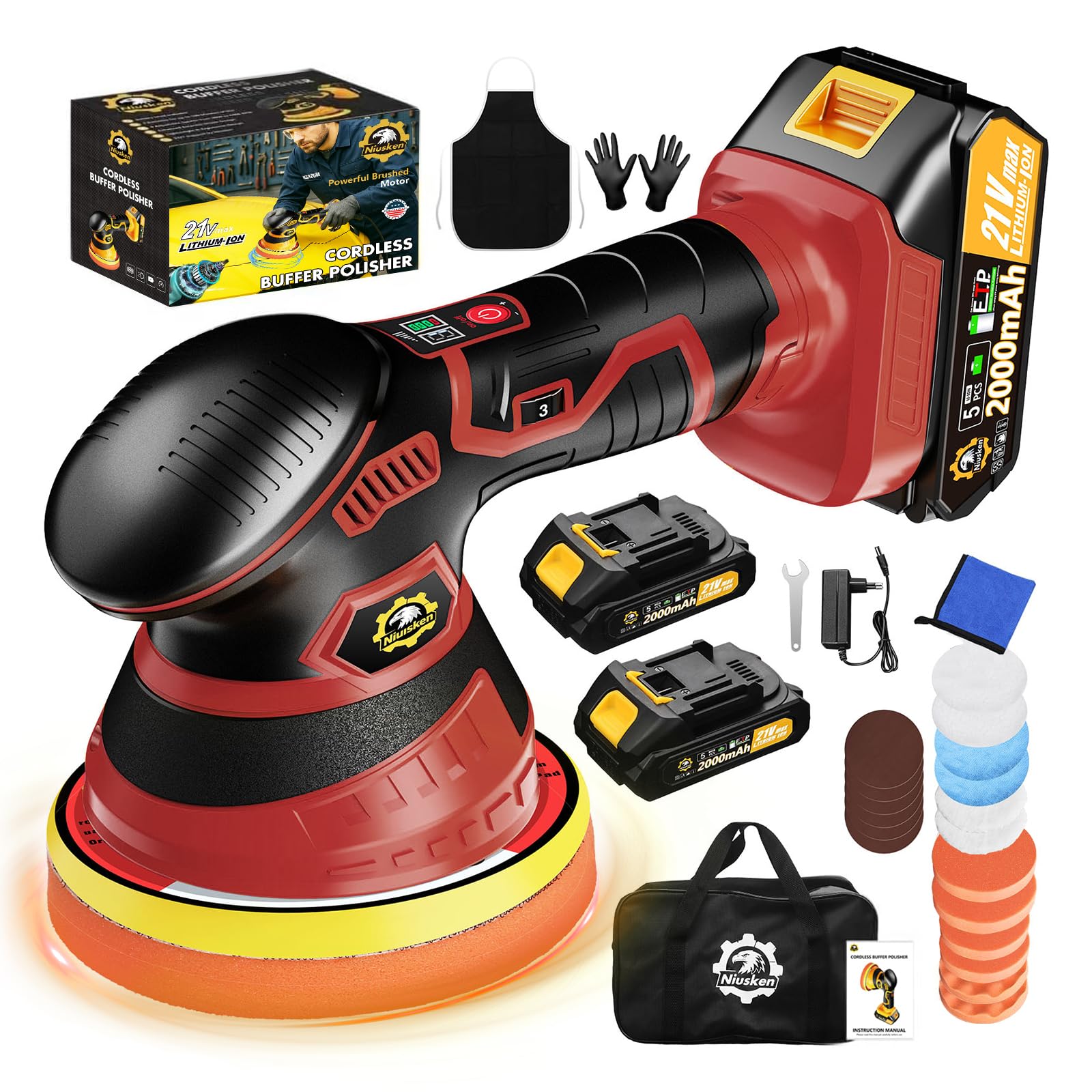 Niusken Cordless Car Buffer Polisher Kit