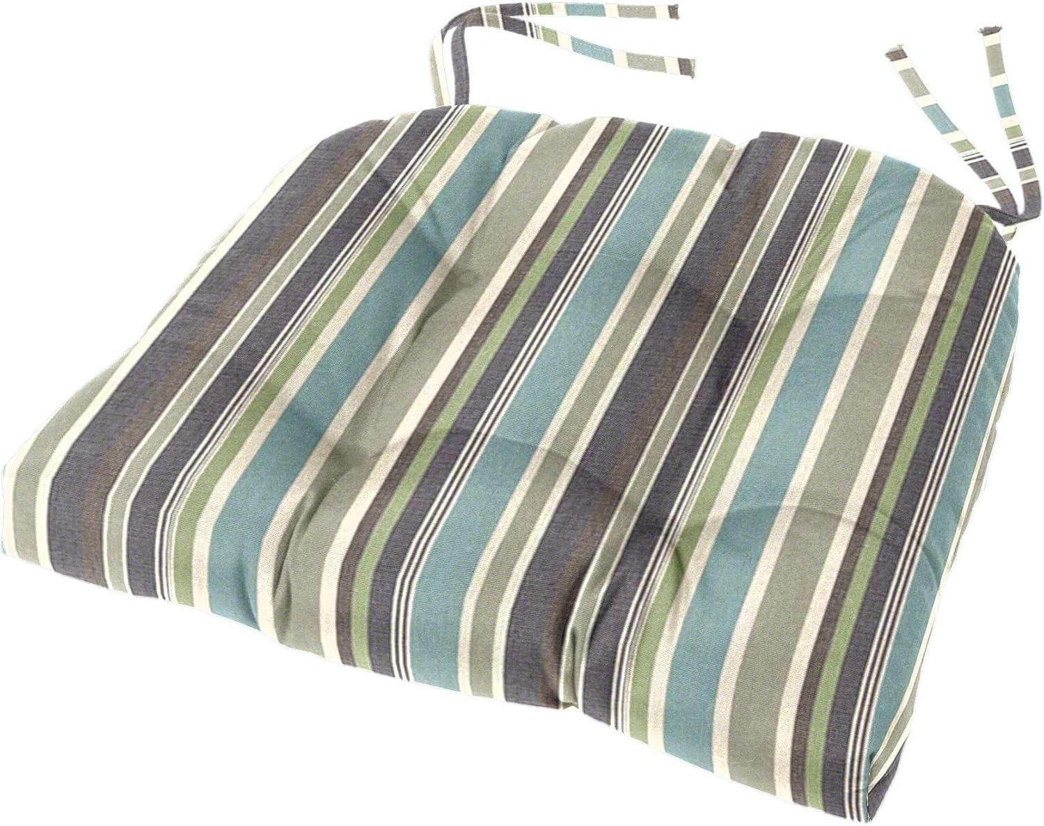 Cushion Source 18" x 16" x 4" Tufted Sunbrella Chair Cushion with Ties, Indoor/Outdoor Chair Pad, Sunbrella Buttercup