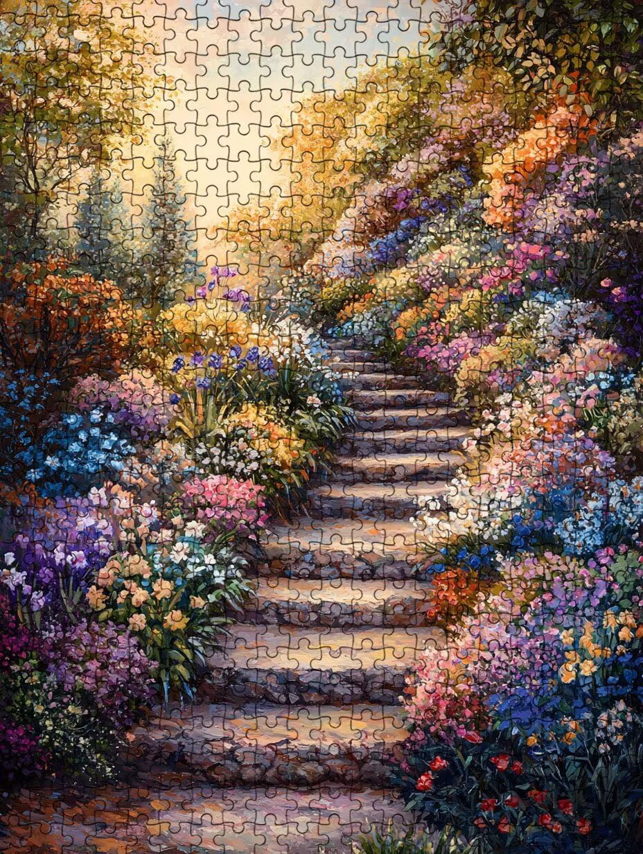 Puzzle 3000 sztuk, puzzle dla dorosłych artystyczne schody ogrodowe puzzle, gra puzzli, drewniane układanki, niemożliwe klasyczne układanki, do gry edukacyjnej wyzwanie zabawki, układanki rodzinne