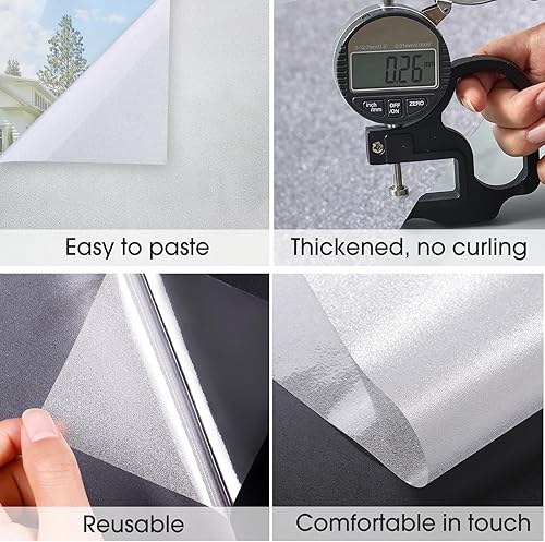 Miniatura 6 de Coavas Película de privacidad para ventana, película de vidrio esmerilado, película para ventanas de baño, película de esmerilado de ventana de día