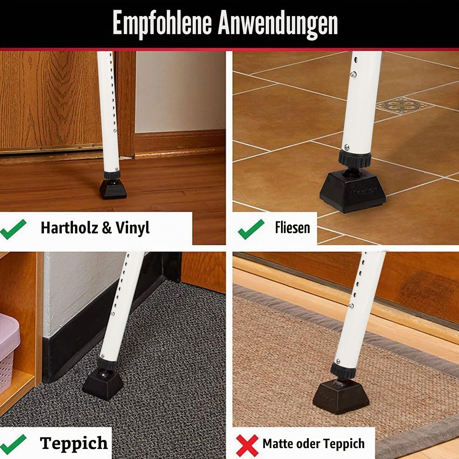 Türsicherungsstange, Einbruchschutz für Balkontür und Fenster, Verstellbare Sicherheitsstange für Zuhause und Wohnung