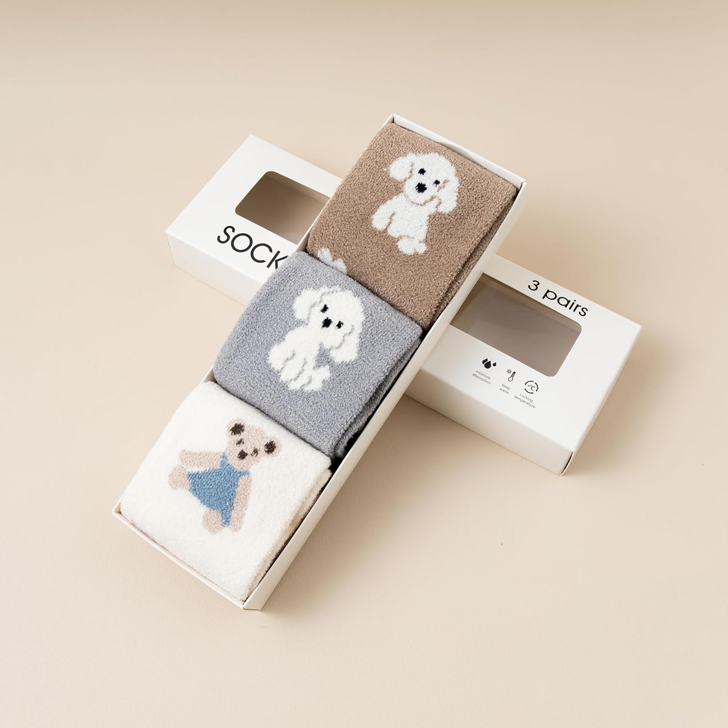 3 Pairs Womens Casual Calf Socks Warm Home Cozy Crew Socks Winter Sleeping Sock Size 5-10 - Image 4