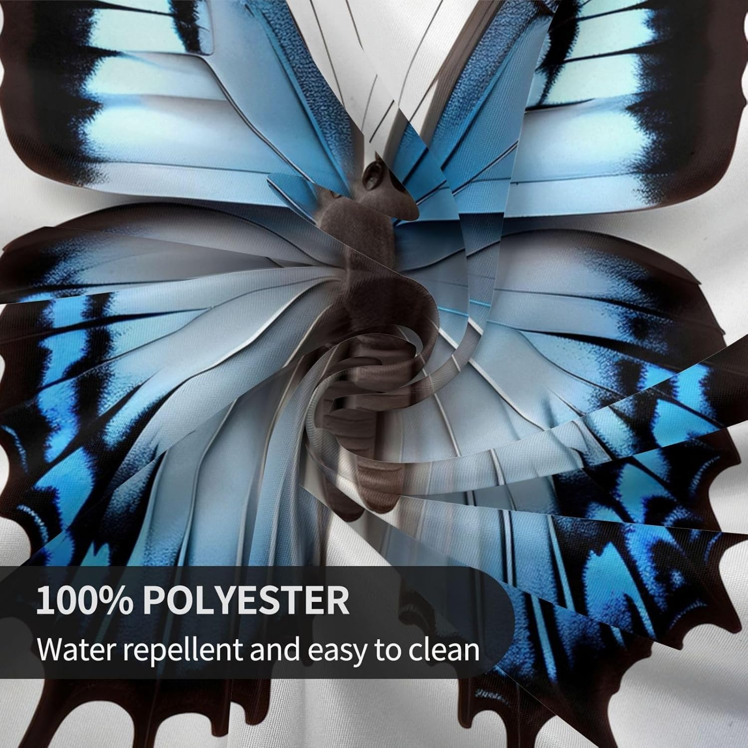 Blue Butterfly Print Wrinkle Free Dining Table Cover for Birthday Party Farmhouse Tablecloths Up to 60 x 60 Inches