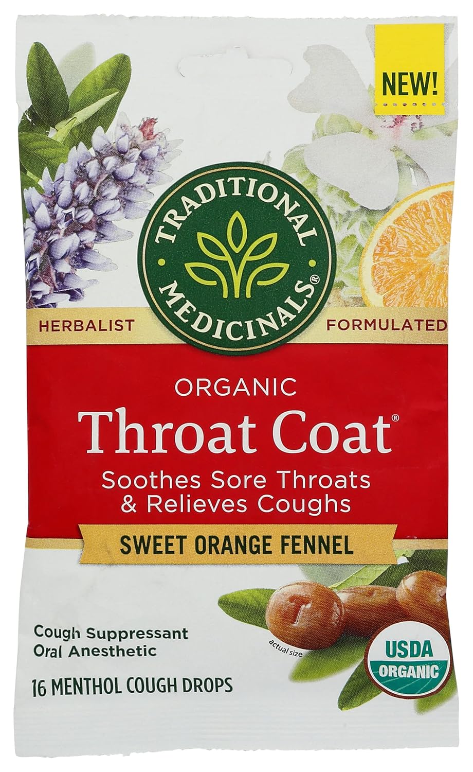 Traditional Medicinals Lozenge Sw Orange Fennel, 16 Pc (Pack Of 12)