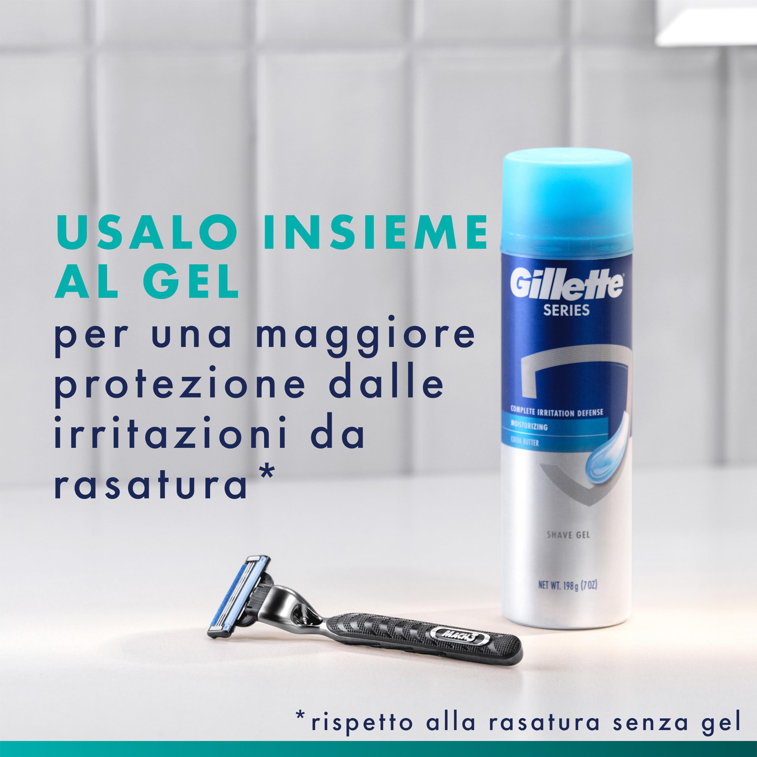 Gillette Mach3 Regolabarba Uomo, Lame Rasoio a Mano Libera, 1 Manico e 6 Lamette da Barba da 3 Lame, Facile Risciacquo, con Gel Lubrificante, Fino a 15 Rasature con 1 Testina, Gillette Mach 3