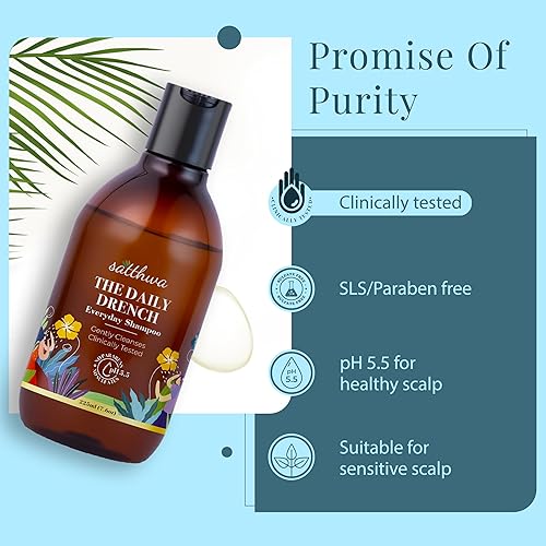 Miniatura 5 de Satthwa Daily Drench - Champú suave diario | Desarrollado por niacinamida | pH 5.5 | SLS y sin parabenos | Todo tipo de cabello | Para hombres y