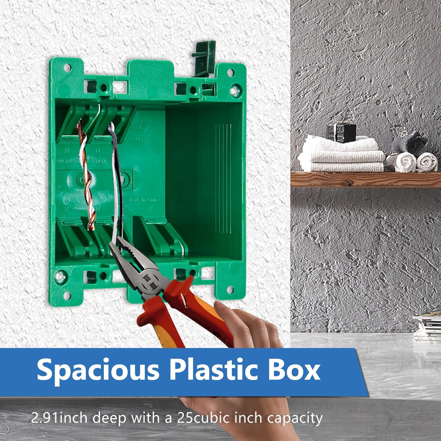 CycevSun 2 Gang Outet Electrical Box Old Work, PVC, UL Listed, 6 Pack