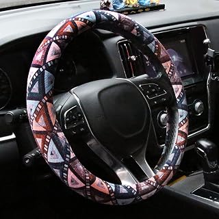 AOTOMIO 15 Inch Steering Wheel Cover Anti-Slip Cover Protection Ethnic Style Coarse Flax Cloth Steering Wheel Protector Universal Fit …