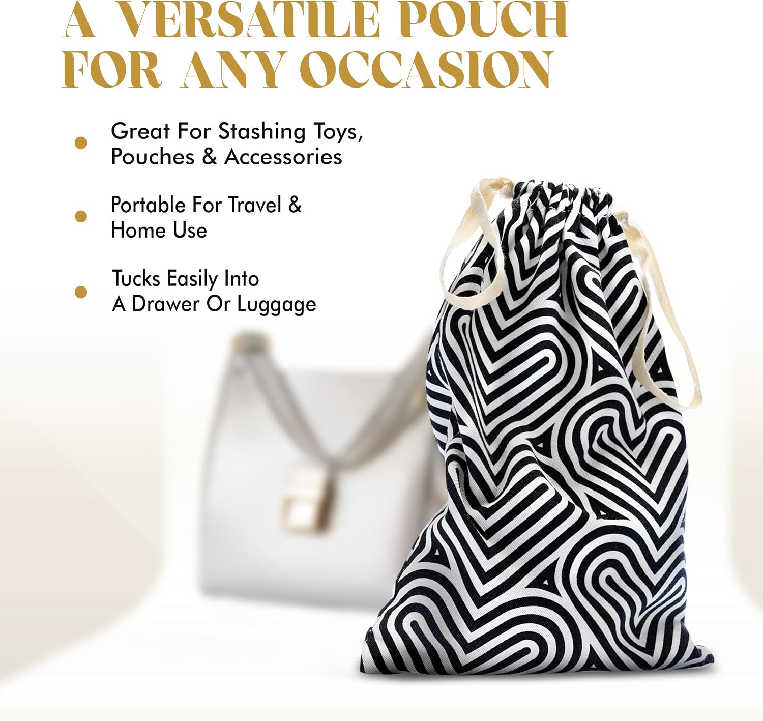 Blush The Collection Cotton Toy Bag - Safe Storage for Adult Toys - Lint Free Drawstring Travel Bag - Machine Washable - Adult Toy Organizer - Stores Large to Small Dildos, Vibrators, Strokers - Bomba