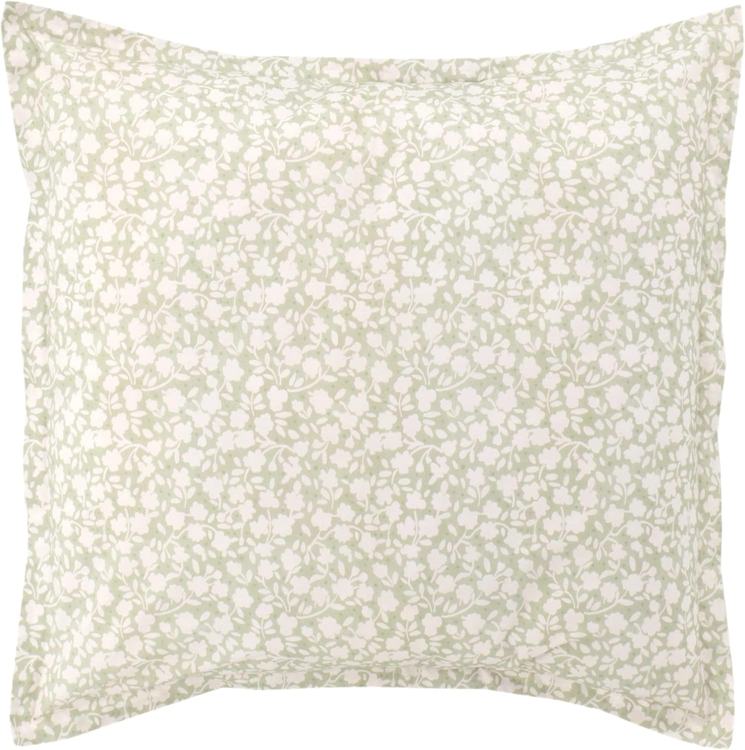 Pine Cone Hill Aria Sage Sham, King Size, Green Floral Pattern