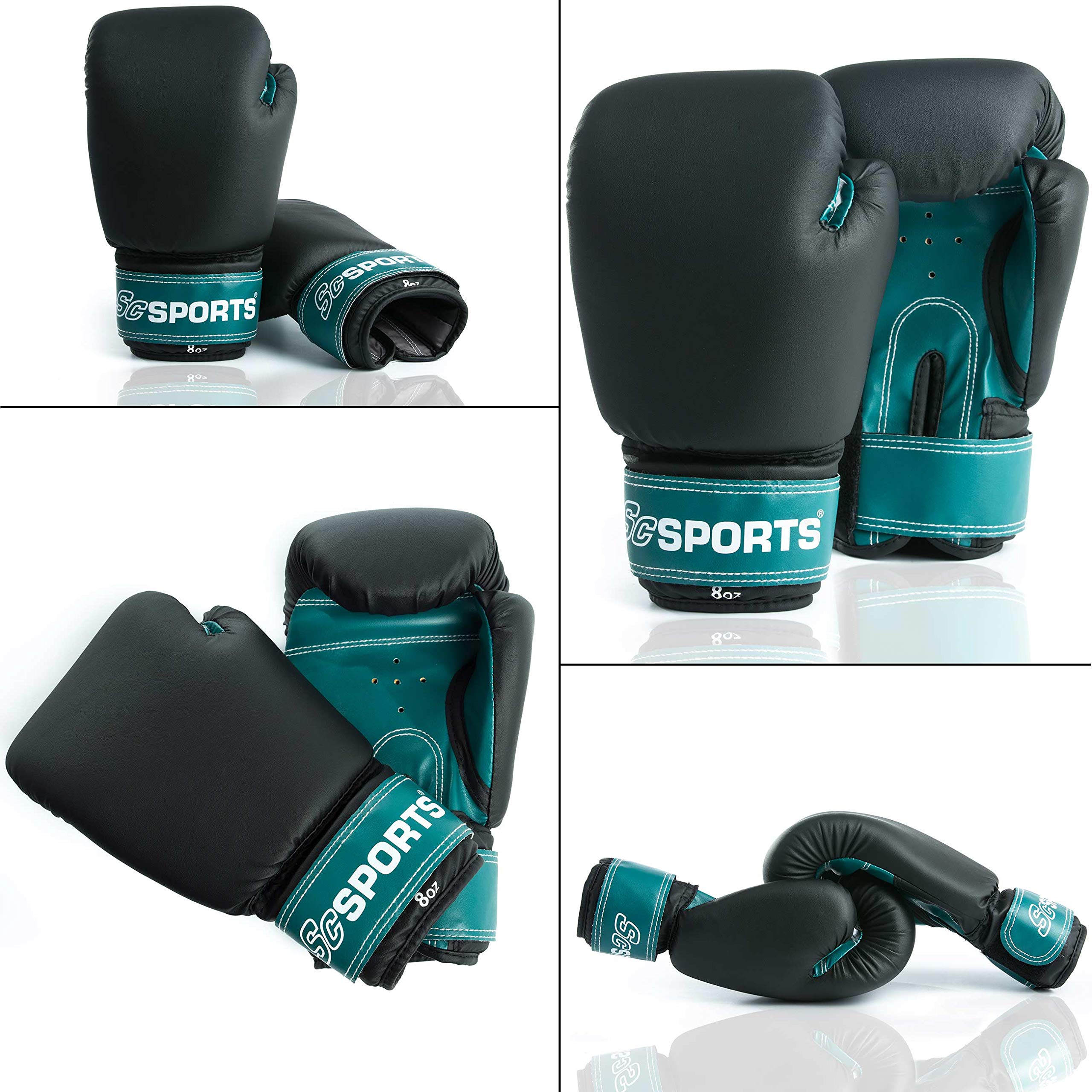 ScSPORTS Boxsack-Set, für Kinder und Jugendliche, Box-Set mit Boxhandschuhen, Boxbandagen und Tasche, 5,5 kg, petrol-blau schwarz