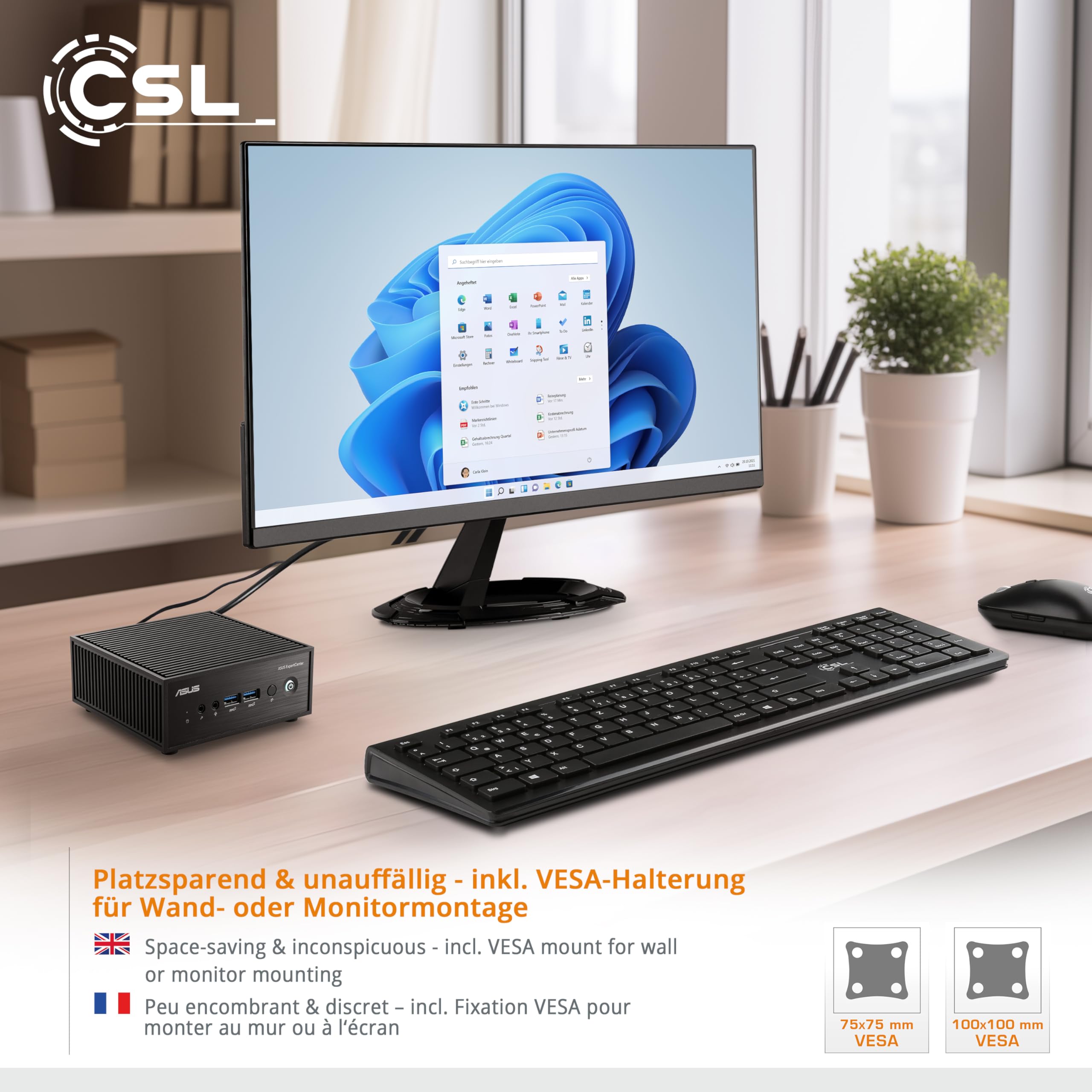 Mini PC ASUS PN42 avec Windows 11 Famille, Intel N100 4X 3400 MHz Turbo, 1000 Go M.2 SSD, 16 Go DDR4-RAM, Intel UHD, HDMI 2.0, DP 1.4, USB 3.2, BT 5.1, WLAN